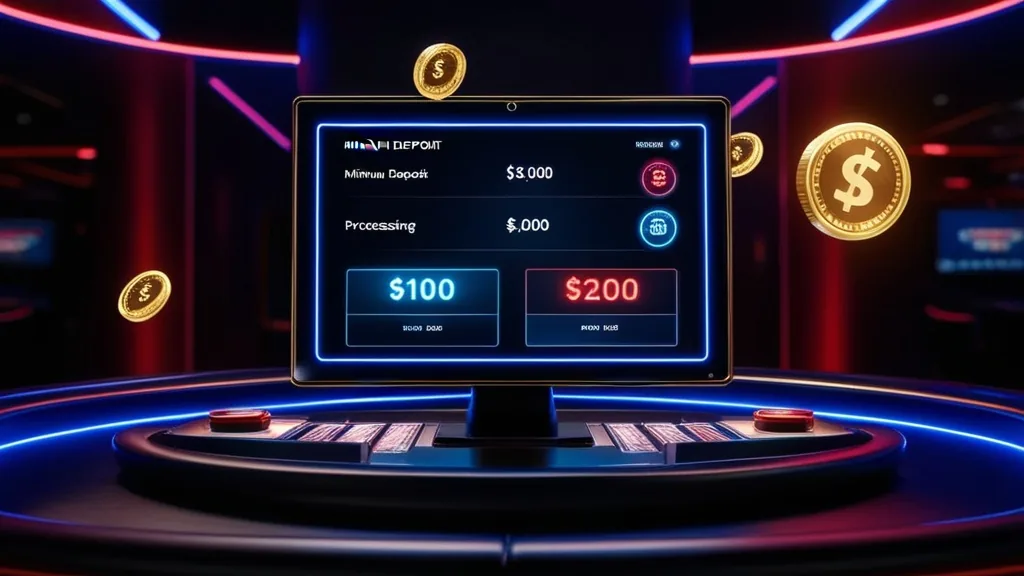 Tableau de dépôt minimum et délais de traitement des paiements sur une interface casino